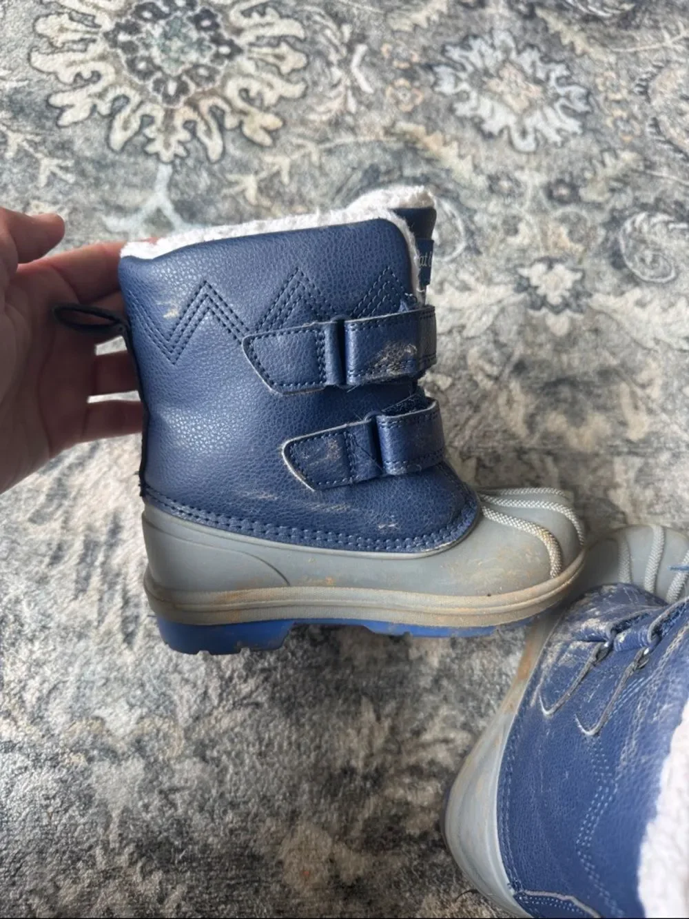 Cat & Jack Navy and Gray Kids Waterproof Winter Boots